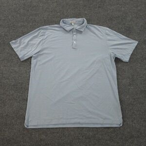 Peter Millar Polo Shirt Mens XL Blue Striped Crest Shallows Performance‎ Golf